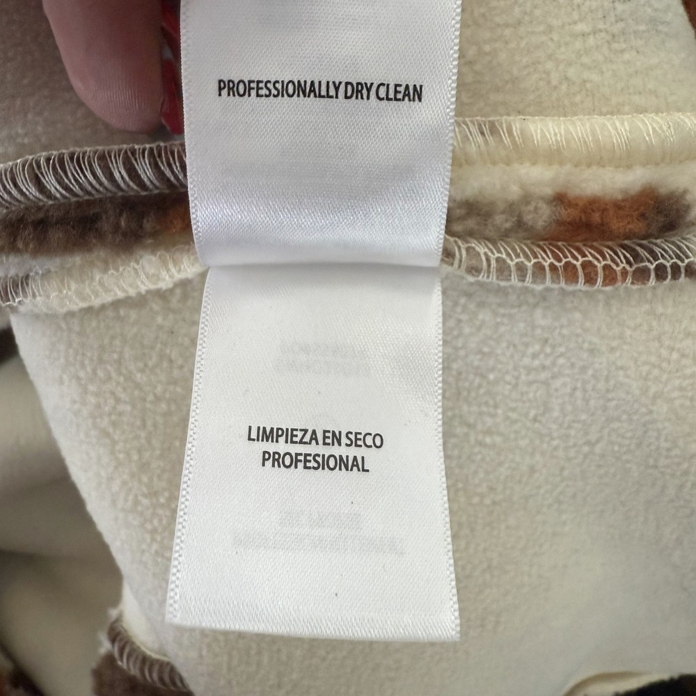 Shyanne Long Sherpa Coat Women's Medium Cream Southwestern Print Notch Lapel NWT - Picture 12 of 14